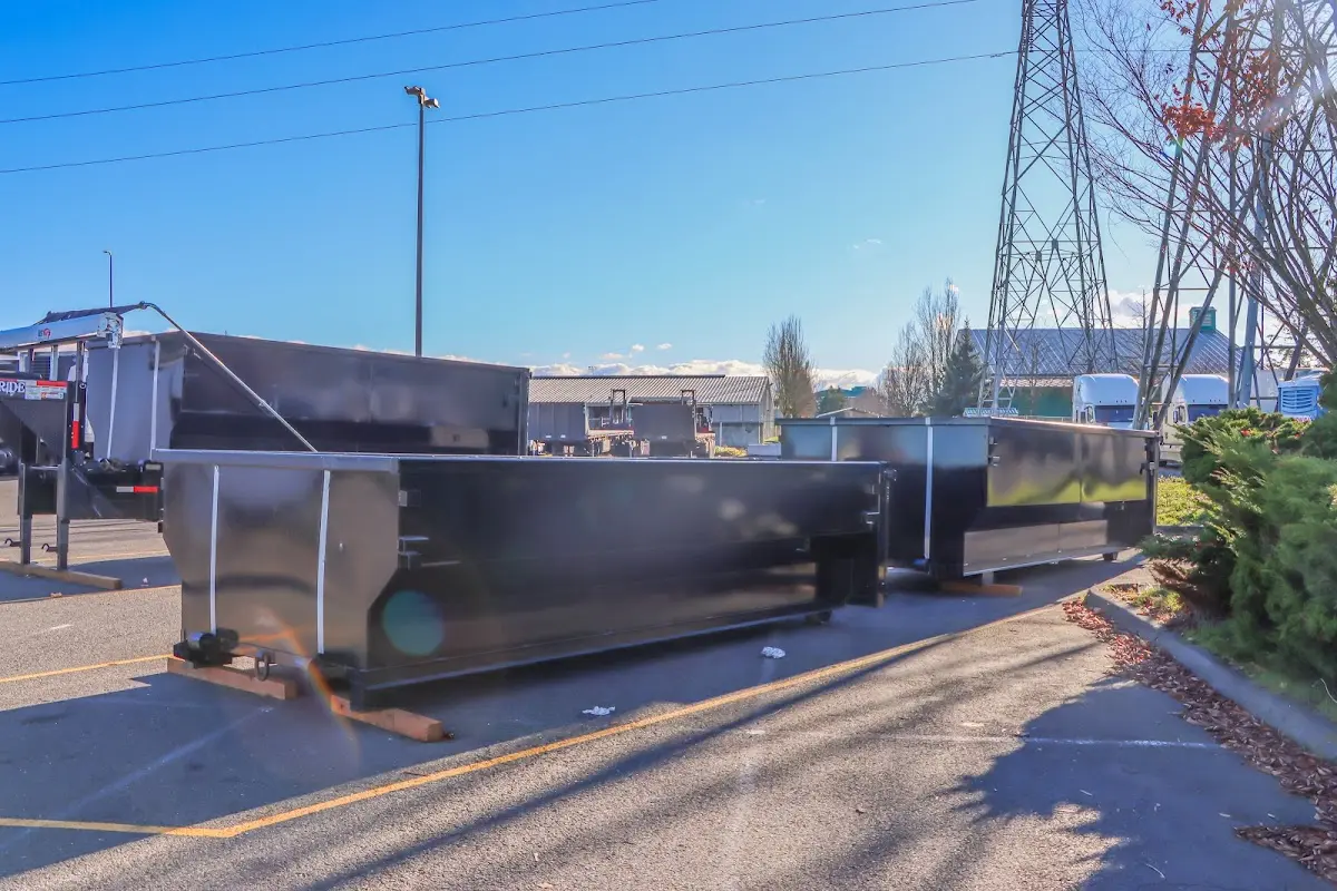 Roll-off dumpster ready for waste disposal at job site for 4 Yard Dumpster Rental in DuPont